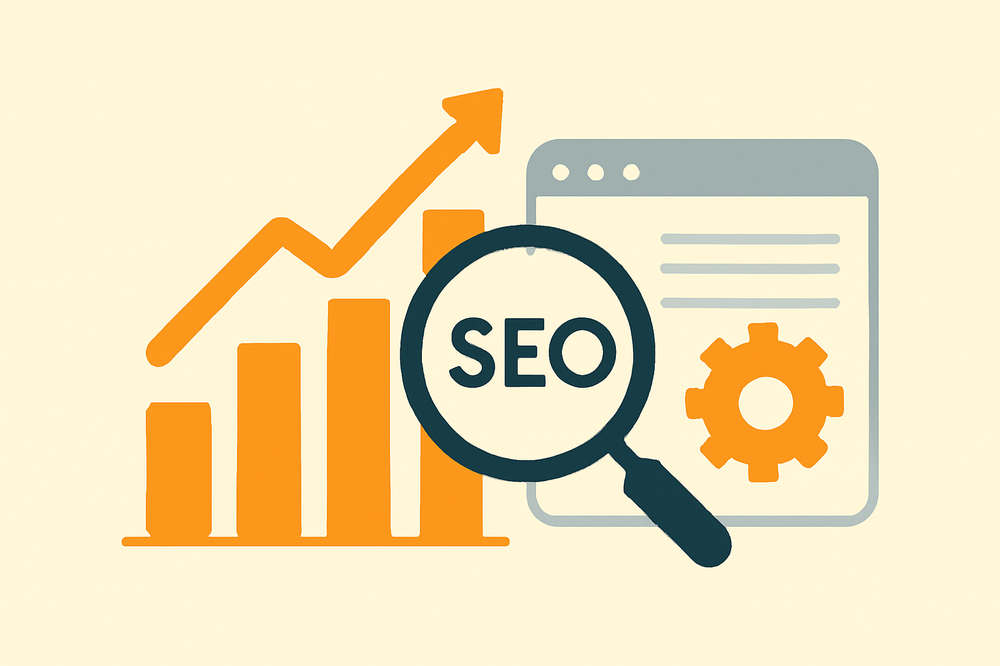 SEO tools analysis and website performance boost illustration