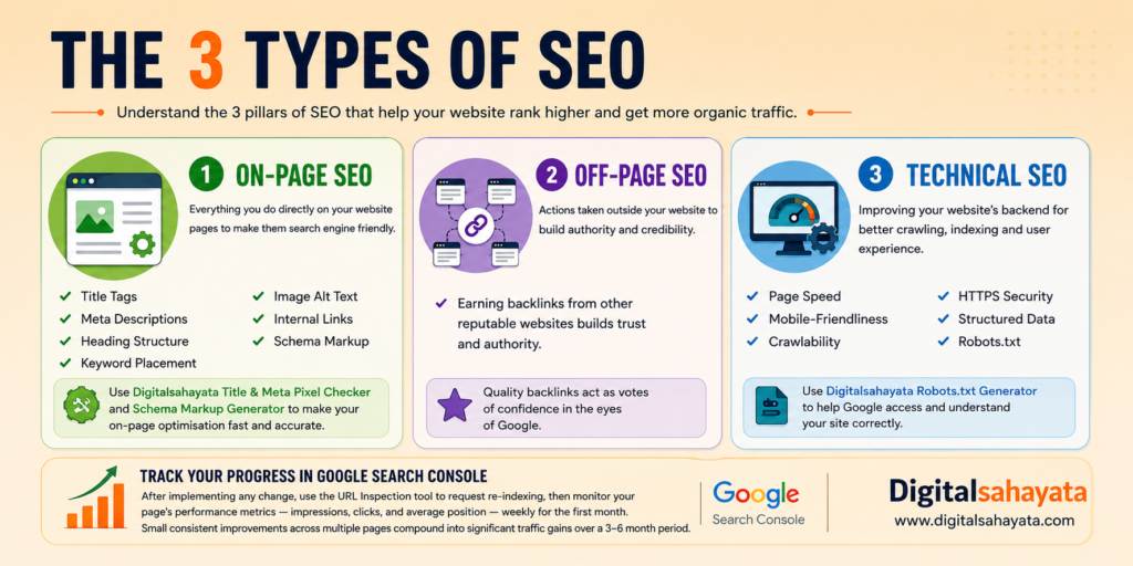 the 3 types of seo on-page off-page and technical seo explained